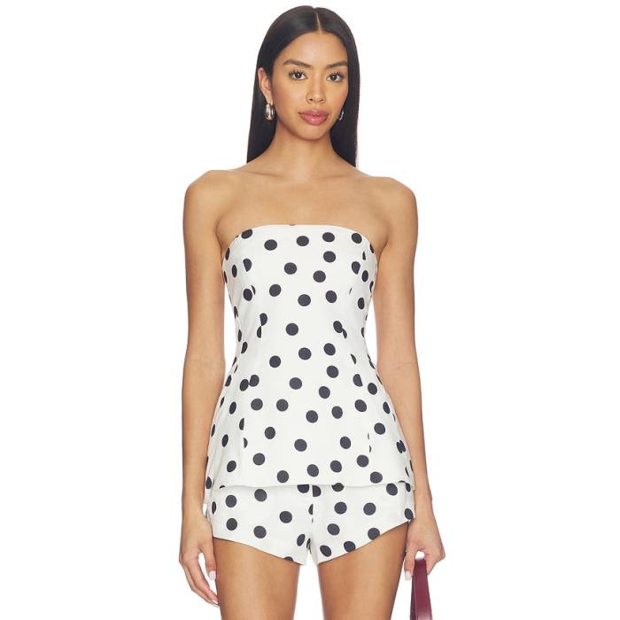 アマンダアプリチャード Amanda Uprichard 【 X Revolve Linda Top Women White \u0026Amp; Black 】 レディース 白いこと 白いこと 黒いこと 黒いこと