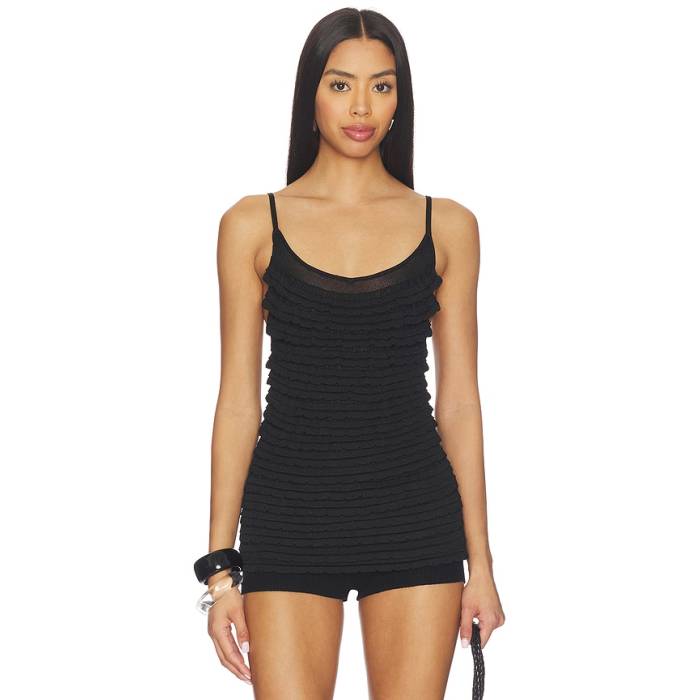 Lovers And Friends 【 Oliviyah Wavy Knit Tank Women Black 】 編み物 貯蔵タンクいの一番 レディース 黒いこと 黒いこと