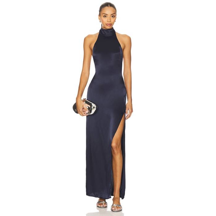 Sndys 【 X Revolve Halter Maxi Dress Women Navy 】 お召しもの レディース 紺色 米国海軍