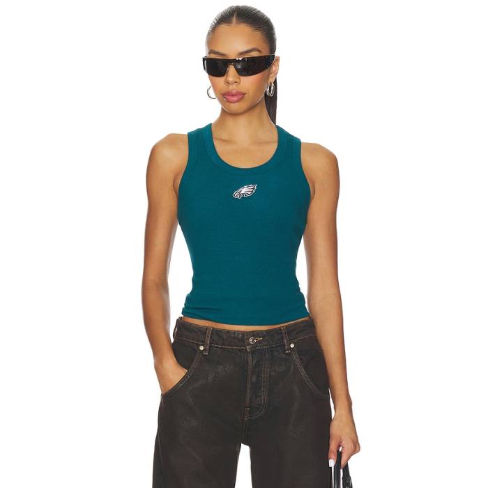 Terez 【 X Revolve Eagles Scoop Neck Rib Tank Women Green 】 イーグルス 貯蔵タンクいの一番 レディース green 緑・緑であること タンクトップ-レディースファッション