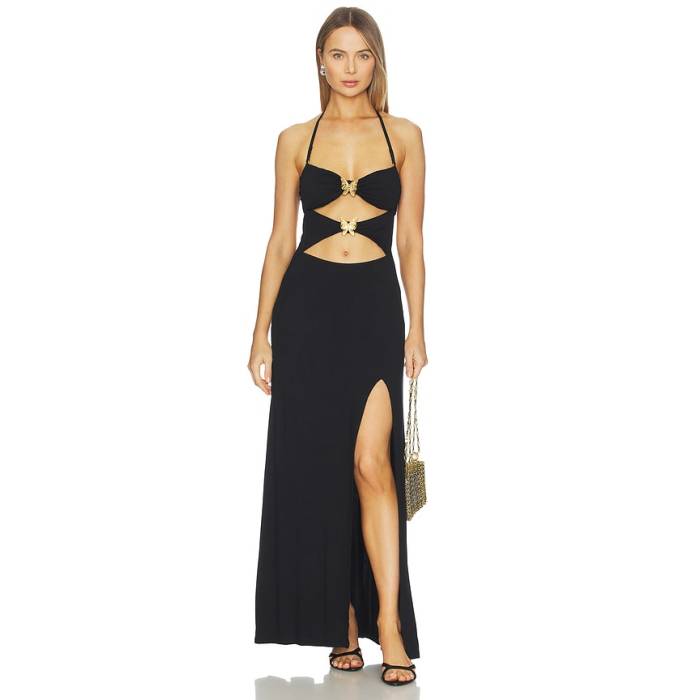 ルリファマ Luli Fama 【 X Revolve Cut Out Bandeau Long Dress Women Black 】 ドレス レディース 黒色 ブラック|スニケス