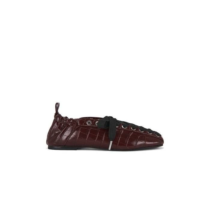ガニー Ganni 【 Eyelets Lace Up Ballerina Flat Women Burgundy 】 女性バレエダンサー レディース ブドウ酒色・バーガンディー