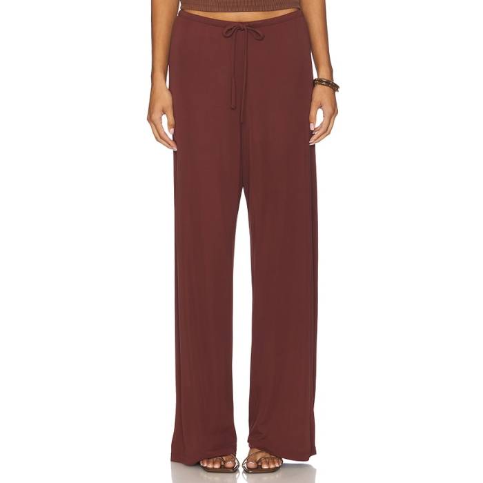 Aya Muse 【 Drawstring Vela Pants Women Burgundy 】 レディース ぶどう酒色・バーガンディー