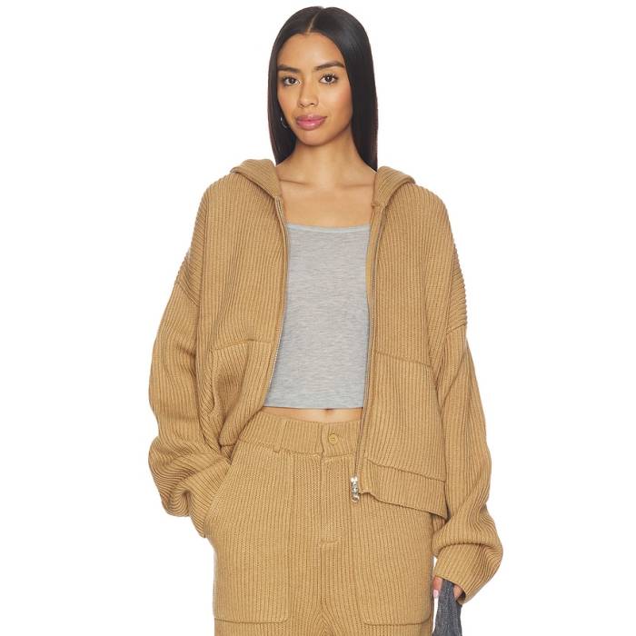 Aya Muse 【 Knit Zip Up Hoodie Women Tigers Eye 】 編み物 フーディー パーカー レディース タイガース