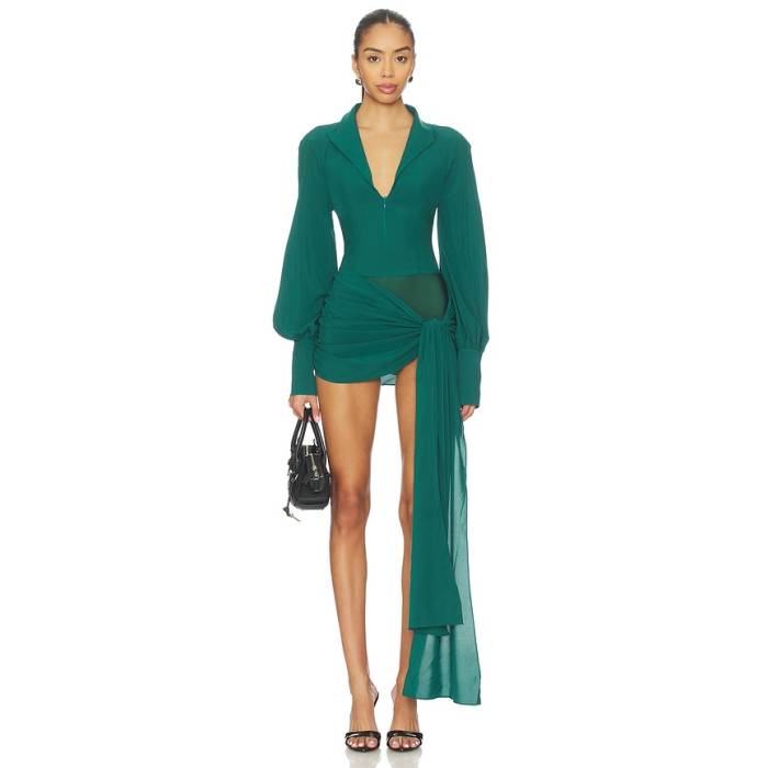 Kim Shui 【 X Revolve Jeannie Mini Dress Women Emerald Green 】 お召しもの レディース green 緑・緑であること