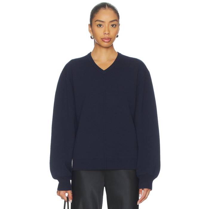 Eaves 【 Zooey Double Faced V-Neck Sweater Women Navy 】 Vのど首 調教師 レディース 紺色 米国海軍