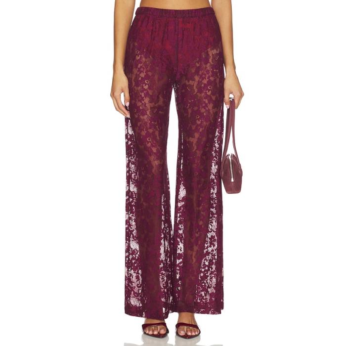 アマンダアプリチャード Amanda Uprichard 【 X Revolve Mariko Pant Women Wine 】 ズボン下 レディース