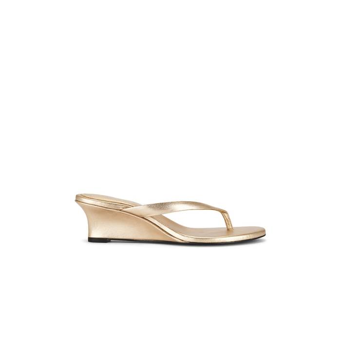 Black Suede Studio 【 Easy 50 Wedge Sandal Women Gold Metallic Leather 】 ウェッジ レディース ゴールド なめし革