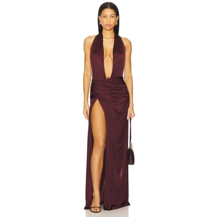 Courtney Zheng 【 Selene Plunge Jersey Gown Women Plum 】 ジャージ レディース|スニケス