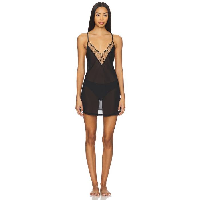 青色ベラ Bluebella 【 Marabel Short Chemise Women Black \u0026Amp; Sheer 】 レディース 黒いこと 黒いこと