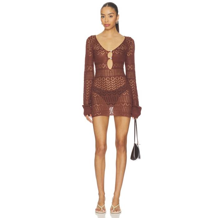 Sndys 【 Shani Crochet Mini Dress Women Chocolate 】 お召しもの レディース