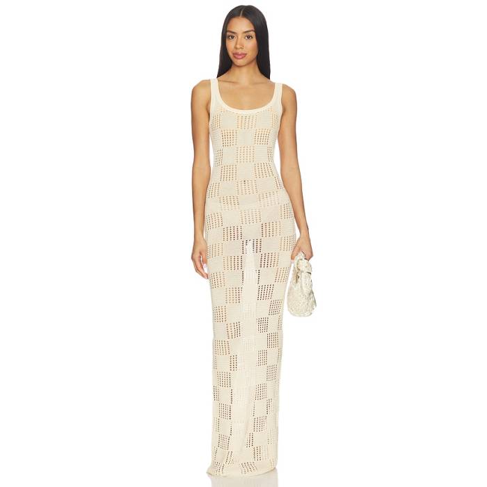 Sndys 【 Breanna Crochet Shimmer Maxi Dress Women Cream 】 お召しもの レディース 皮膚軟化剤