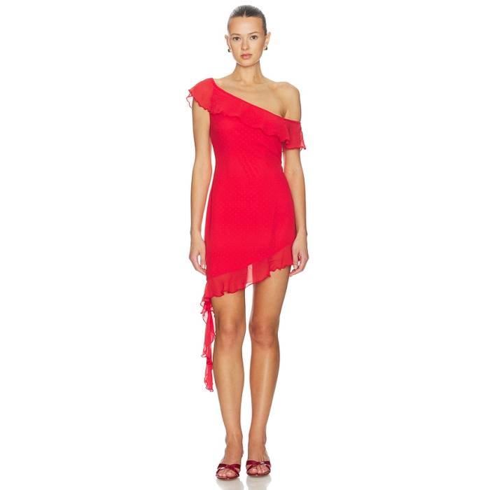 Sndys 【 Reyen Frill Mini Dress Women Red Polka Dot 】 お召しもの レディース Red 赤・赤いこと