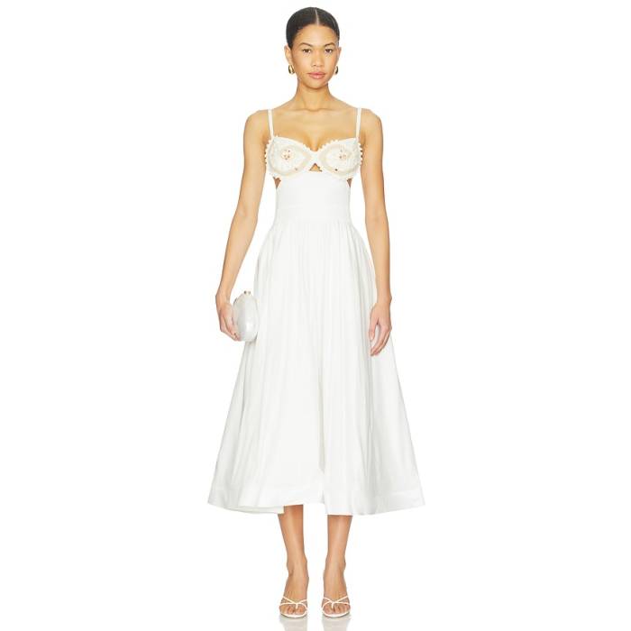 Patbo 【 Seaweed Shell Embroidered Midi Dress Women Off White 】 shell 甲殻 御召しもの レディース 白いこと 白いこと