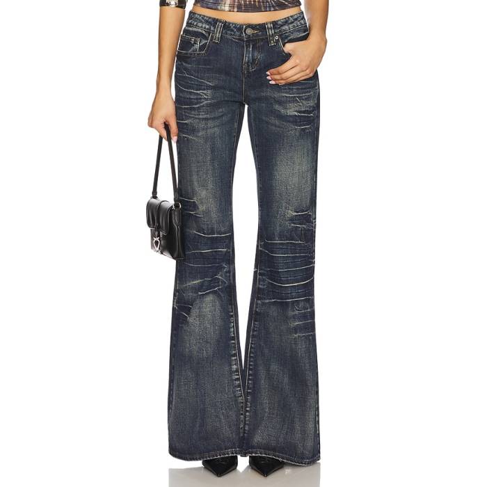 ジェイディッドロンドン Jaded London 【 Extreme Blue Wash Flare Jeans Women Dark Denim 】 青碧 青色 デニム レディース ジーンズ レディースファッション-パンツ