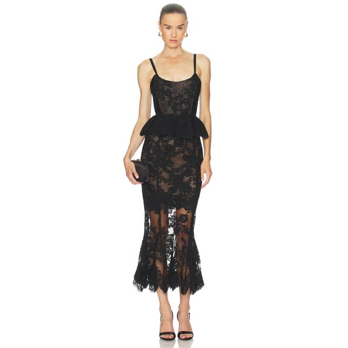 V. Chapman 【 Vinetta Set Women Black Chantilly Lace 】 レディース 黒いこと 黒いこと