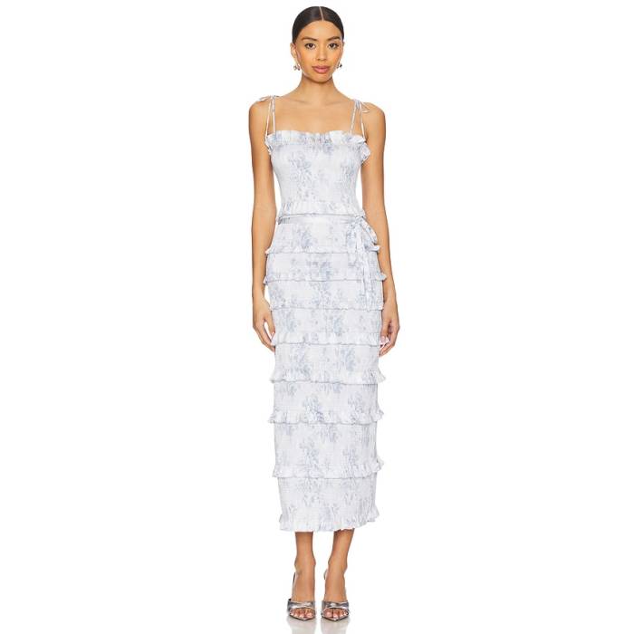 V. Chapman 【 Lily Midi Dress Women Blue Tapestry Rose 】 お召しもの レディース 青み 青色 Rose サクラ色