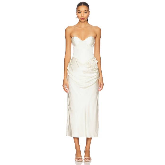 Lpa 【 Ilaria Corset Midi Dress Women Ivory 】 お召しもの レディース 象牙色