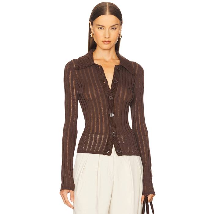 L\u0027academie 【 By Marianna Olivie Cardigan Women Chocolate Brown 】 ジレー レディース 赤銅色 赤銅色