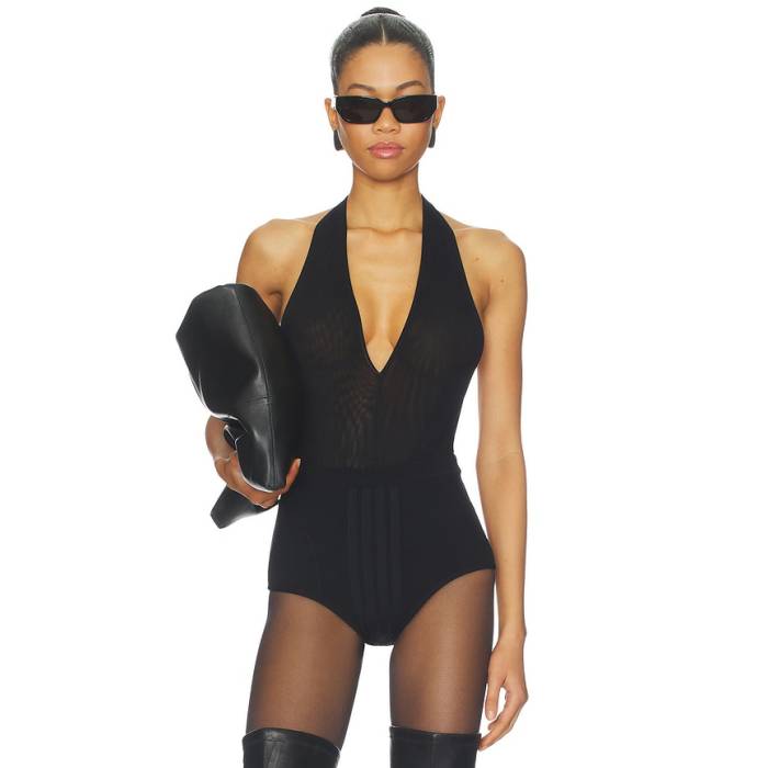 ジ・アティコ The Attico 【 Deep V Bodysuit Women Black 】 ディープ 上半身背広 レディース 黒いこと 黒いこと