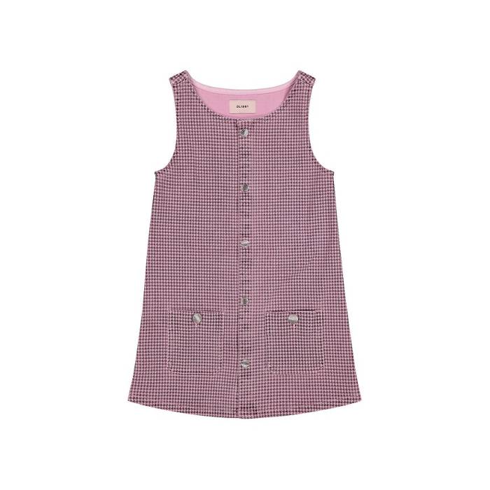 ディーエルナインティーンシックスティワン Dl1961 【 Hana Toddler Dress Girls Pink Houndstooth 】 もの言う花 乳飲み子用 お召しもの お坊っちゃん キッズ pink サクラ色