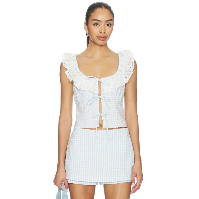 For Love \u0026 Lemons 【 Bradford Gingham Top Women Blue 】 レディース 青碧 青碧