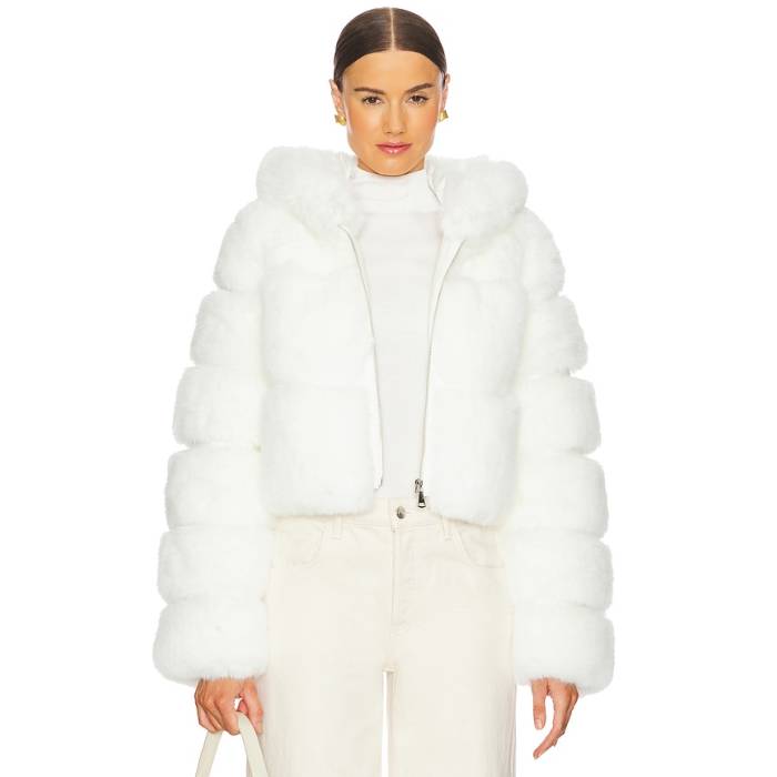 Adrienne Landau 【 The Lina Faux Fur Jacket Women Snow White 】 Jacket ジャケット レディース 白色 ホワイト｜スニケス