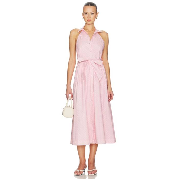 Caroline Constas 【 Hadley Midi Dress Women Pink Cherub White 】 御召しもの レディース pink さくら色 白いこと 白いこと