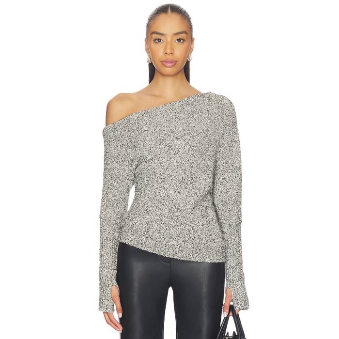 Enza Costa 【 Boucle Knit Slouch Sweater Women Pepper 】 編み物 調教師 レディース