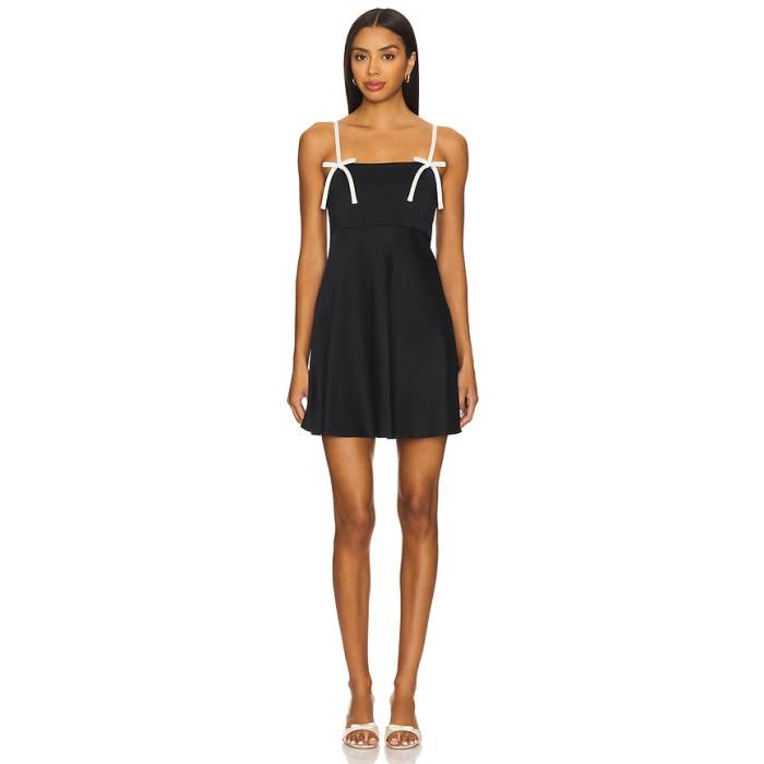 アリスアンドオリビア Alice + Olivia 【 Morgan Babydoll Mini Dress With Bow Dtl Women Black 】 ドレス レディース 黒色 ブラック｜スニケス