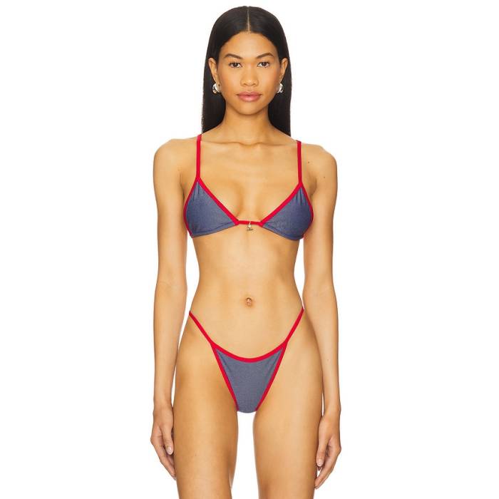 Fae 【 X Revolve Lumi Bikini Top Women Denim &Amp; Red 】 レディース デニム Red 赤・レッド|スニケス