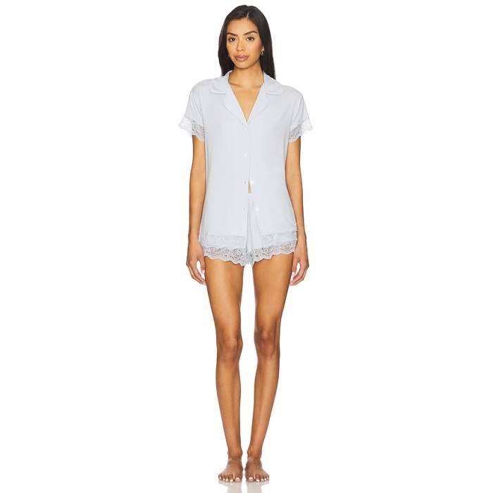 エバージェイ Eberjey 【 Malou The Lace Short Pj Set Women Ice Blue 】 レディース 青碧 青碧