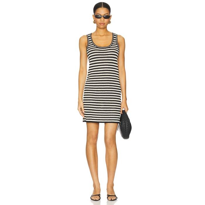 Anine Bing 【 Arie Dress Women Black &Amp; Ivory Stripe 】 ドレス レディース 黒色 ブラック アイボリー Stripe ストライプ｜スニケス