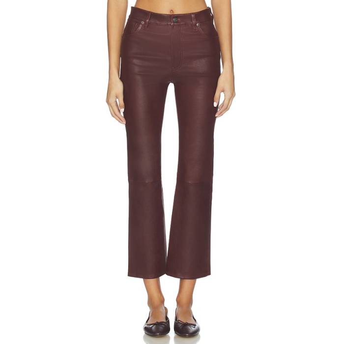 ひな形 Frame 【 Leather Reboot Crop Pant Women Oxblood 】 なめし革 Crop クロップ ズボン下 レディース 赤・オックスブラッド