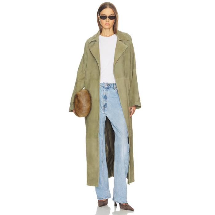 Srg 【 Louise Suede Coat Women Dark Sage Green 】 スエード・スウェード レディース green 緑・緑であること
