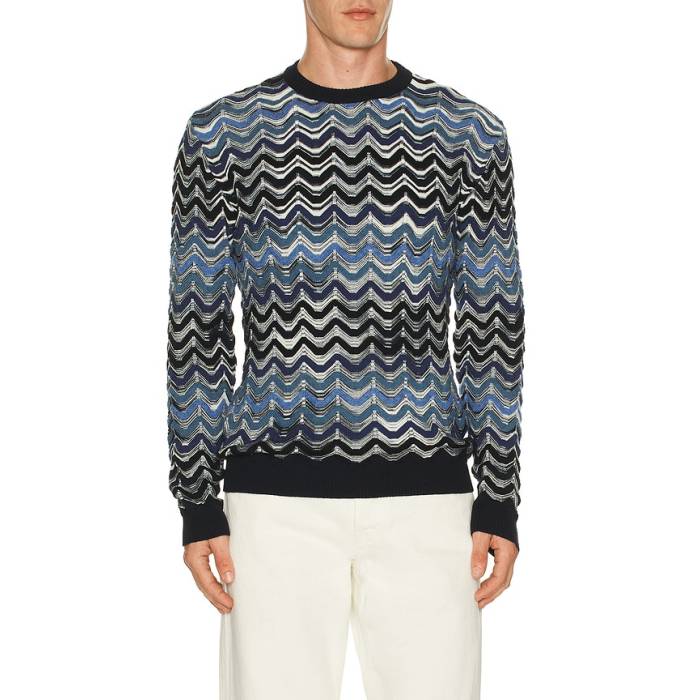Missoni 【 Crewneck Sweater Men Blue Tones 】 調教師 メンズ 青み 青色