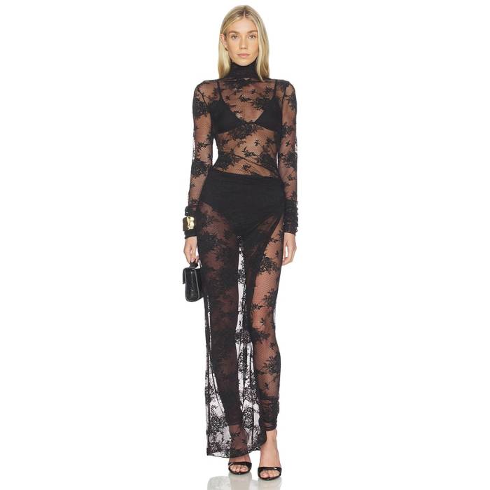 The Andamane 【 Tessa Lace Turtleneck Openback Jumpsuit Women Black 】 ジャンプスーツ レディース 黒色 ブラック|スニケス