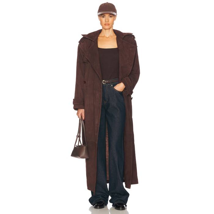 Helsa 【 Suede Trench Coat Women Saddle Brown 】 スエード・スウェード レディース 赤銅色 赤銅色