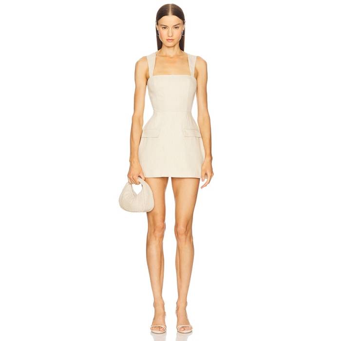 アマンダアプリチャード Amanda Uprichard 【 X Revolve Bethany Linen Skort Romper Women Sand 】 ロンパース レディース 砂色・真砂