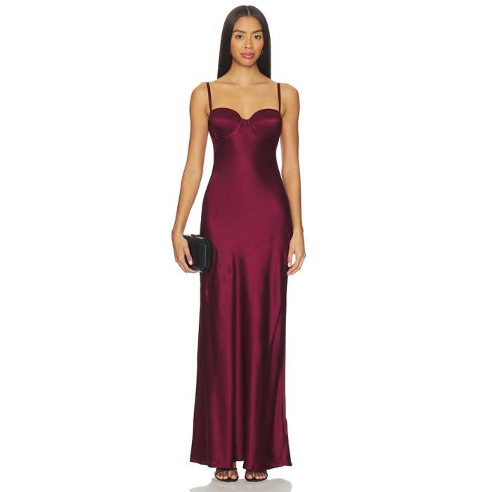 L\u0027agence 【 Sayla Bias Cut Maxi Dress Women Dark Port 】 御召しもの レディース