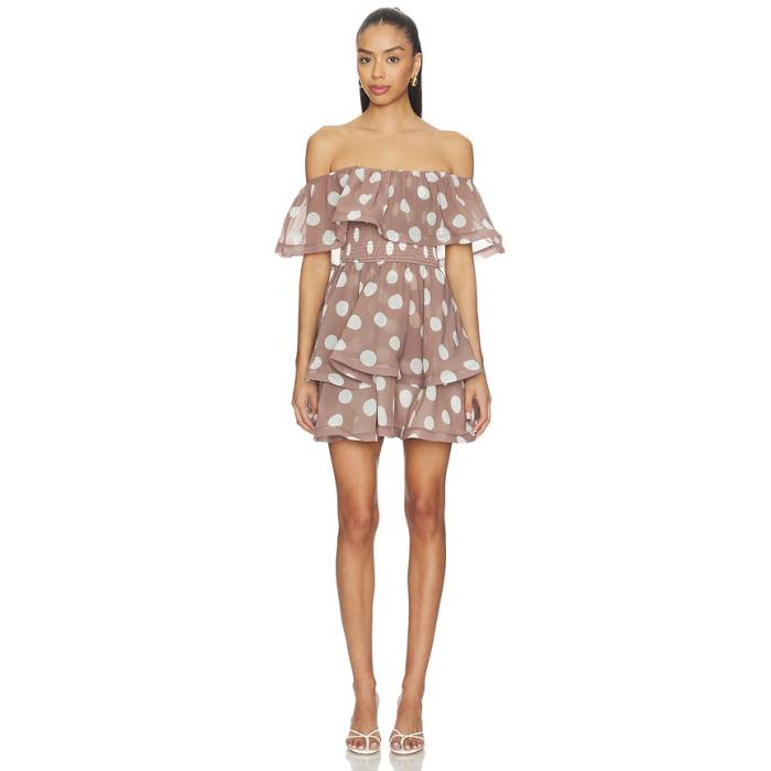 Elliatt 【 Sola Polka Dot Mini Dress Women Brown \u0026Amp; White 】 御召しもの レディース 赤銅色 赤銅色 白いこと 白いこと