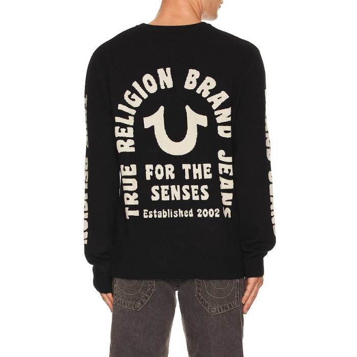 トゥルーレリジョン True Religion 【 Relaxed Logo Sweater Men Black 】 ロゴ トレーナー メンズ 黒色 ブラック|スニケス