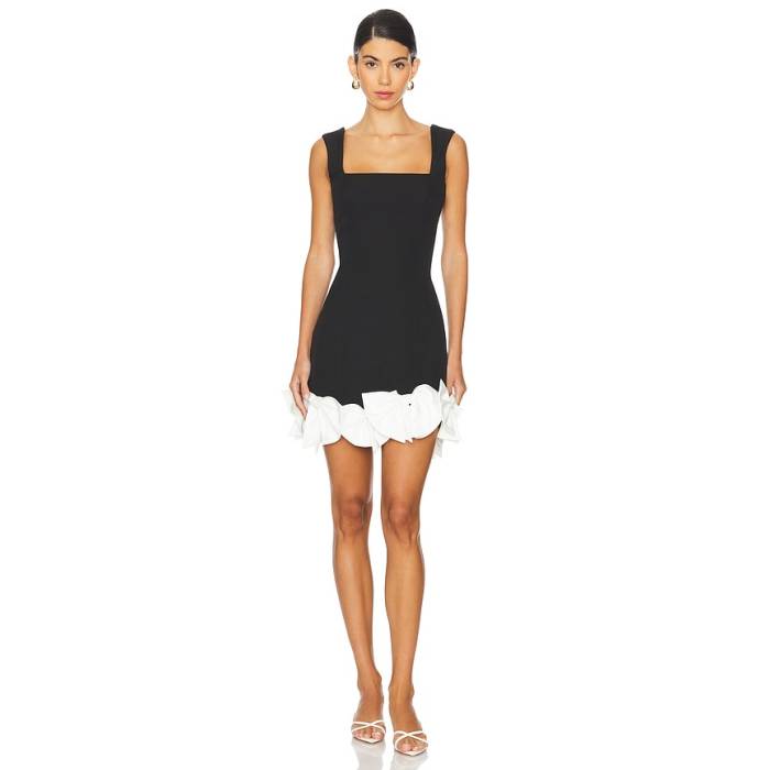 Elliatt 【 X Revolve Kennedy Mini Dress Women Black \u0026Amp; White 】 御召しもの レディース 黒いこと 黒いこと 白いこと 白いこと