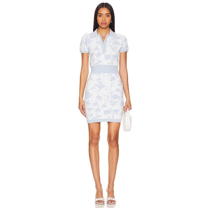 アマンダアプリチャード Amanda Uprichard 【 Penelope Dress Women White \u0026Amp; Baby Blue 】 御召しもの レディース 白いこと 白いこと 青碧 青碧