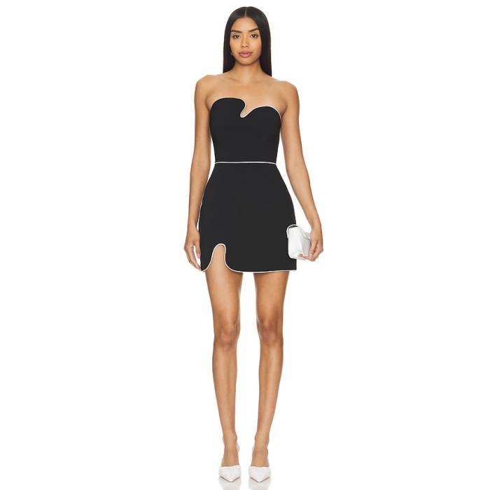 アマンダアプリチャード Amanda Uprichard 【 Strapless Puzzle Dress Women Black \u0026Amp; White 】 お召しもの レディース 黒いこと 黒いこと 白いこと 白いこと ドレス-レディースファッション
