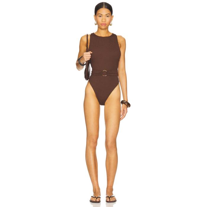 Lpa 【 Cecilia One Piece Women Dark Brown 】 レディースファッション 水着 レディース 茶色 ブラウン