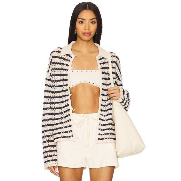 ラグアンドボーン Rag \u0026 Bone 【 Khloe Stripe Cardigan Women Ivory 】 Stripe 縞模様 ジレー レディース 象牙色