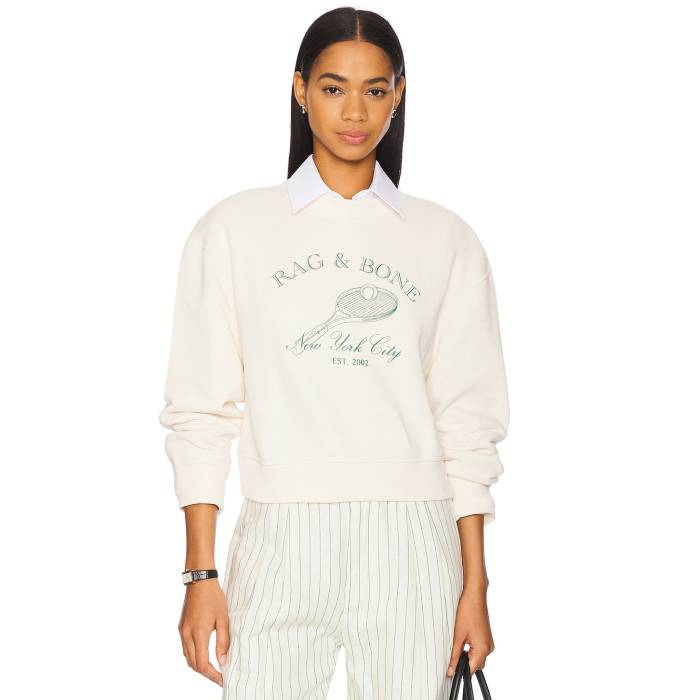 ラグアンドボーン Rag & Bone 【 Rb Raquet Sweatshirt Women Ivory 】 スウェット トレーナー レディースファッション トップス スウェット トレーナー レディース アイボリー