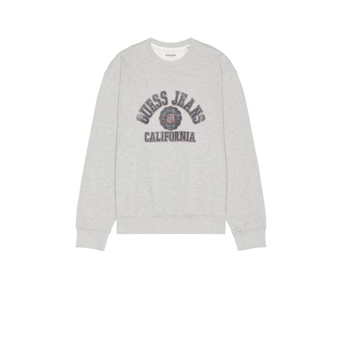 Guess Jeans 【 Printed Sweatshirt Men Medium Grey Heather 】 流汗 調教師 メンズ 薄墨色 薄墨色 heather ギョリュウモドキ