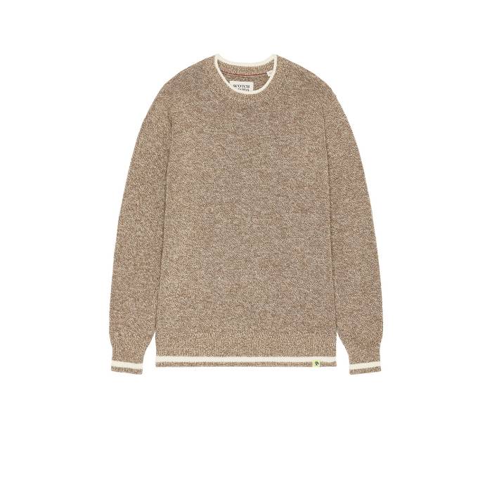 スコッチアンドソーダ Scotch & Soda 【 Melange Regular Fit Crewneck Sweater Men Golden Brown 】 トレーナー メンズファッション トップス ニット セーター メンズ 茶色 ブラウン